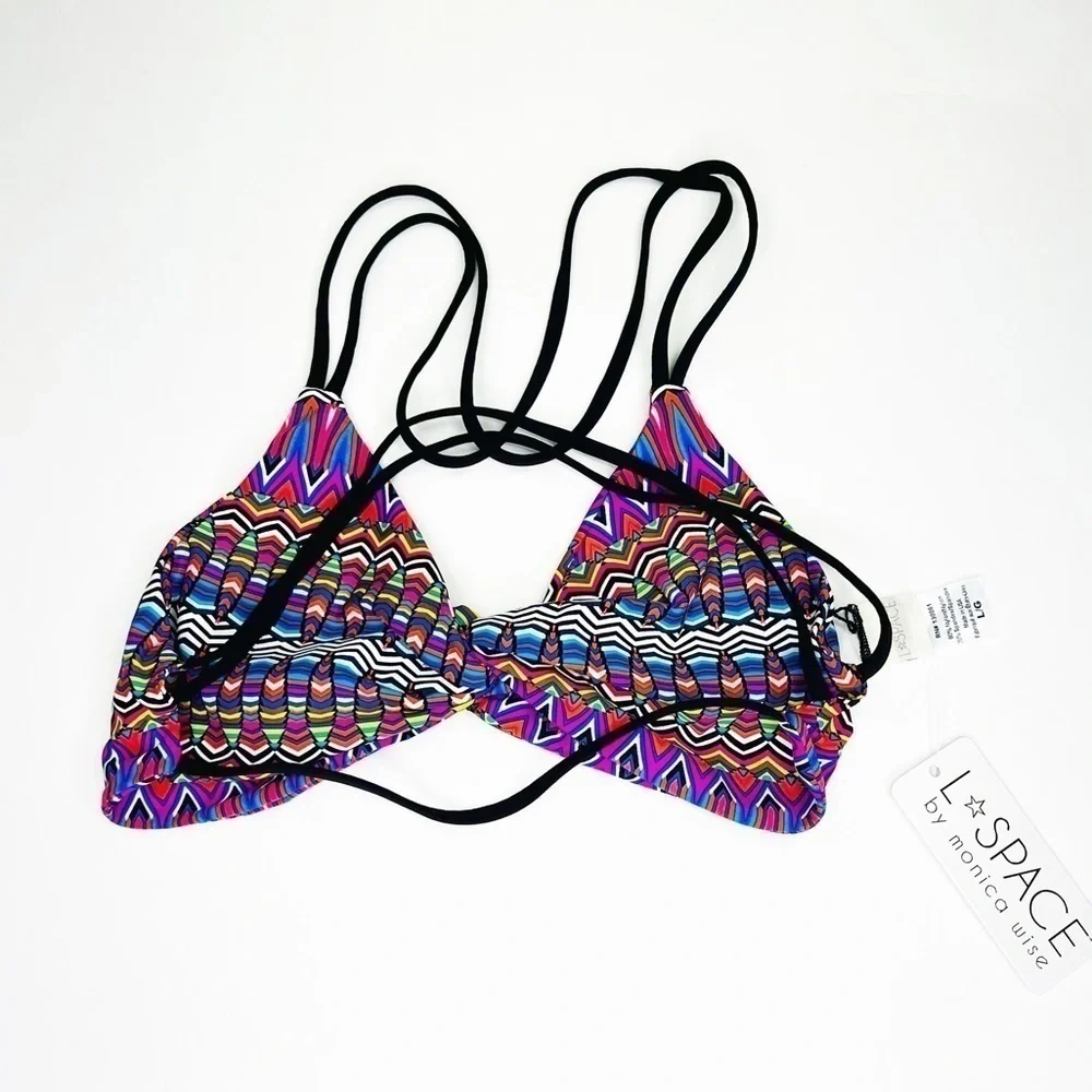 L*Space Bikini Top Native Dance Hartley Twisted Knot Strappy Large Multi NWT New